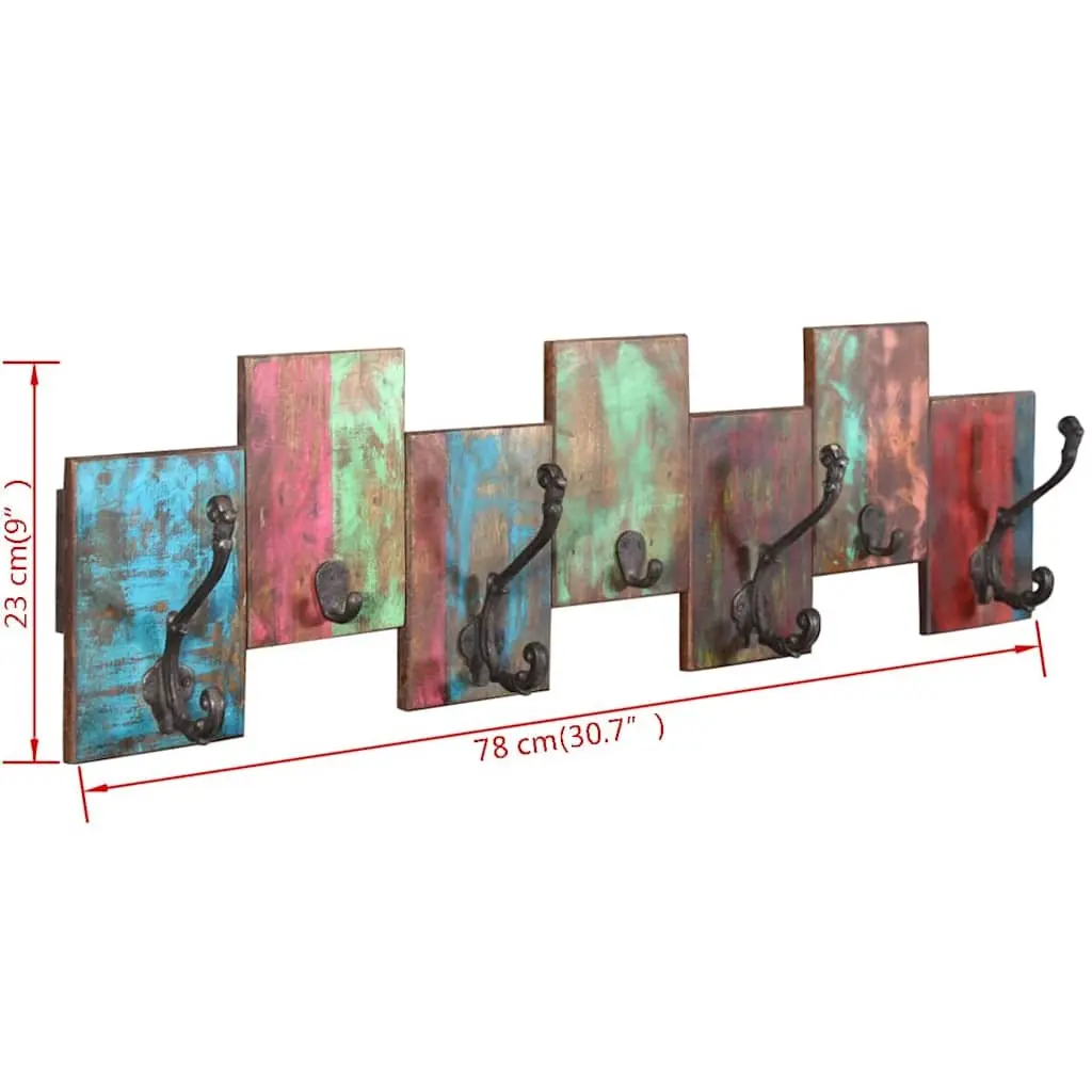 Coat Rack Multicolour 7 Hooks Solid Reclaimed Wood Vintage Style Wall Mount