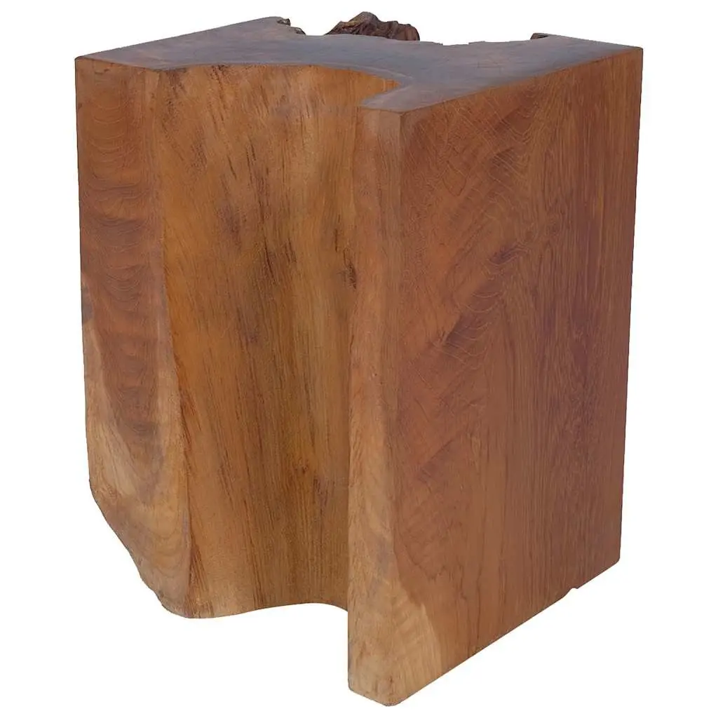 Wooden Stool Brown Solid Teak Handmade Footrest Side Table Rustic Natural
