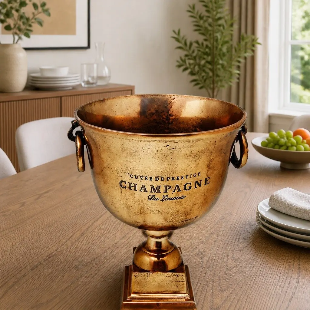 Trophy Cup Champagne Cooler Brown with Handles Spacious Interior for Ice Storage
