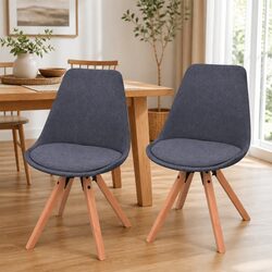 Stylish Grey Fabric Dining Chairs with Padded Seats