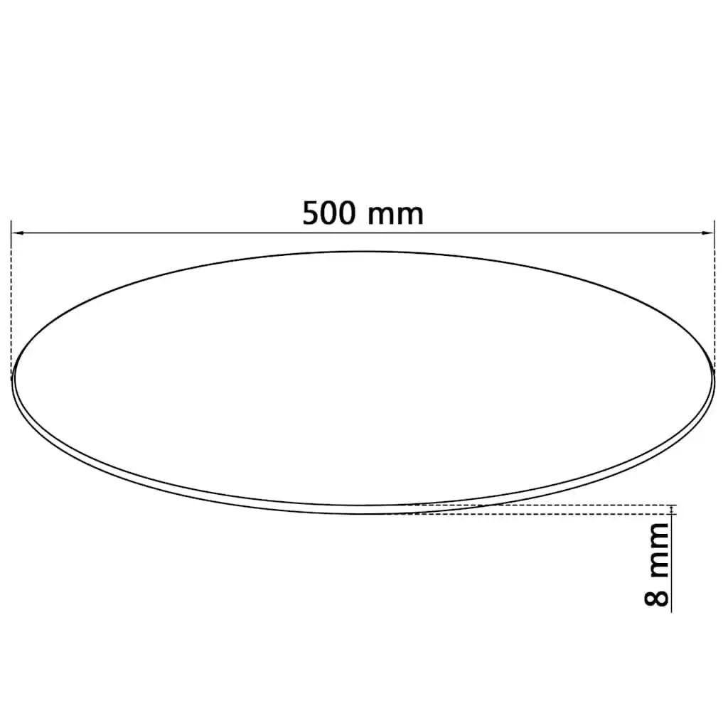 Round Tempered Glass Table Top Transparent 500mm Diameter Protective Surface