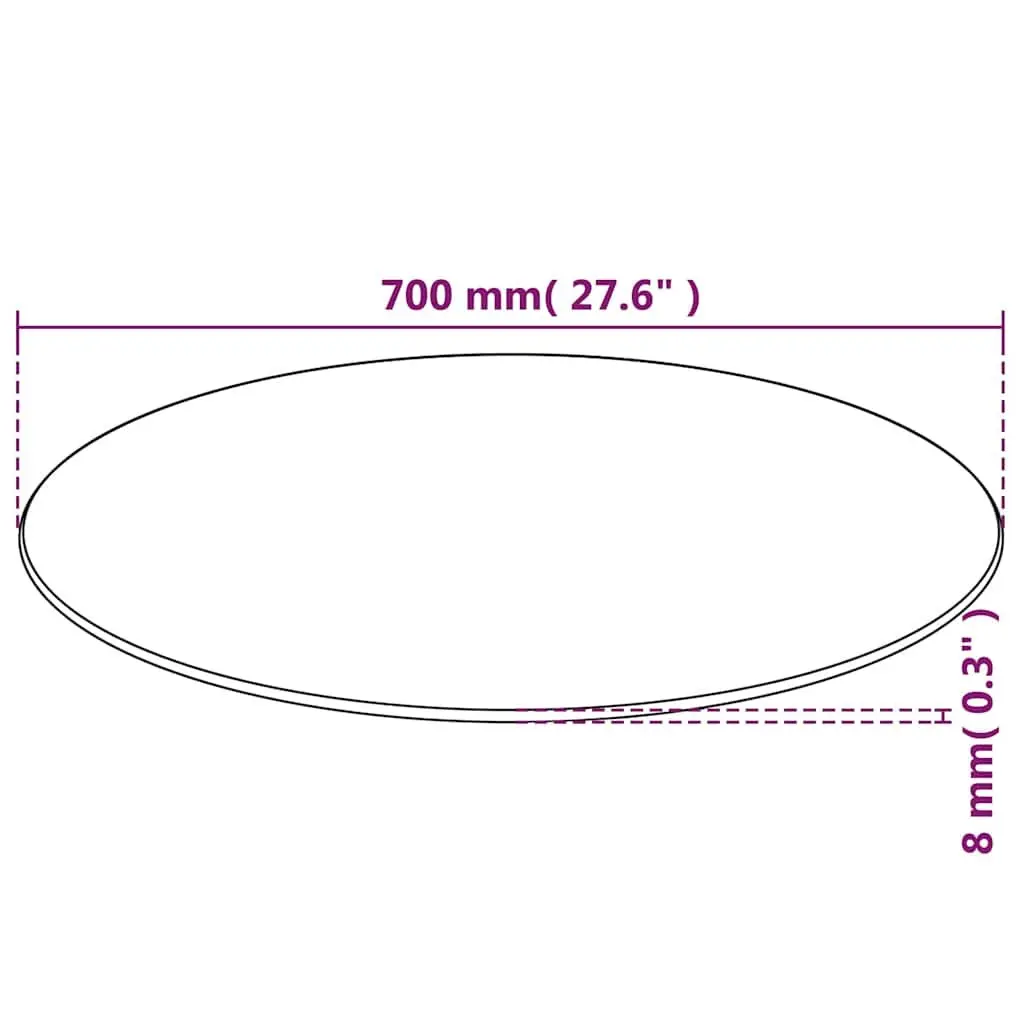 Round Tempered Glass Table Top Transparent 700mm Smooth Non-Porous Surface