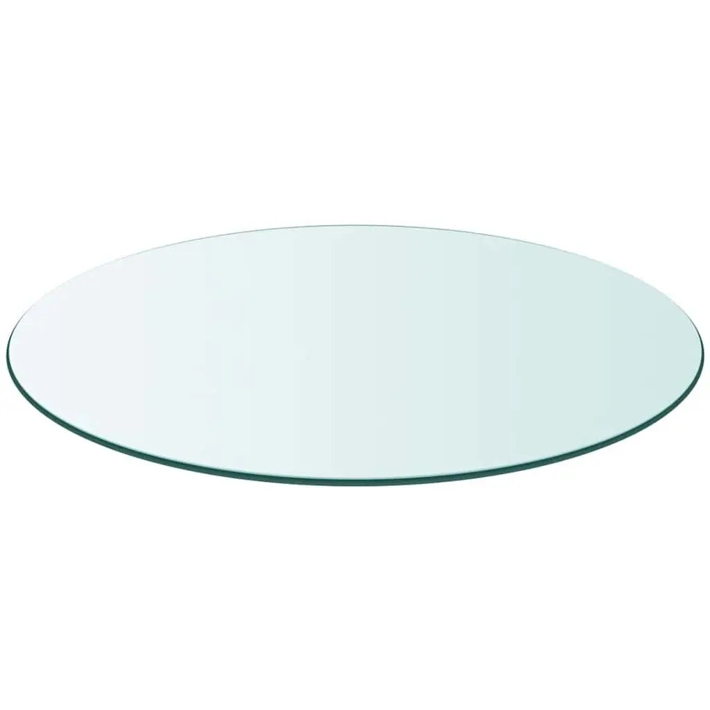 Round Tempered Glass Table Top Clear 80cm Diameter Surface Protection