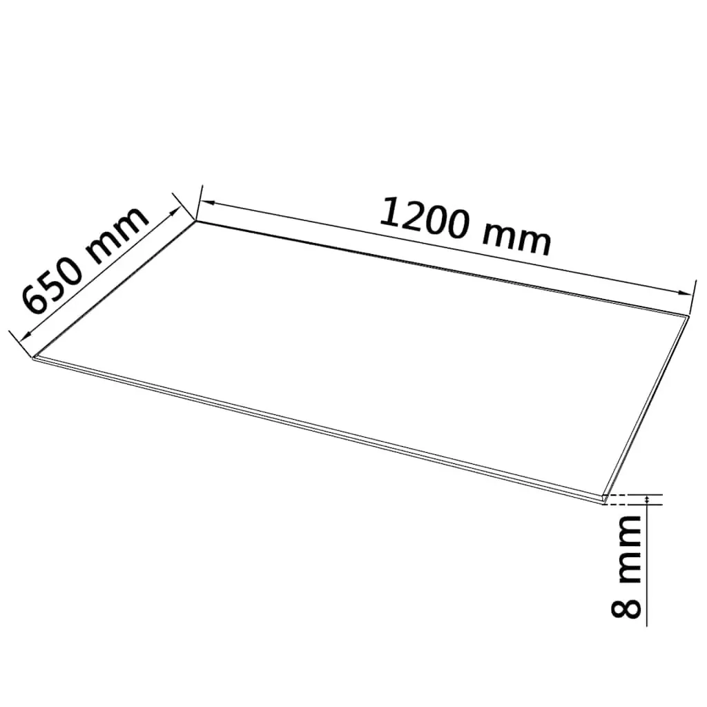 Tempered Glass Table Top Clear Rectangular 1200x650mm Durable Easy to Clean