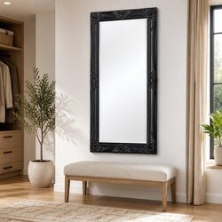 Black Ornate Wall Mirror in Baroque Style, 100x50cm