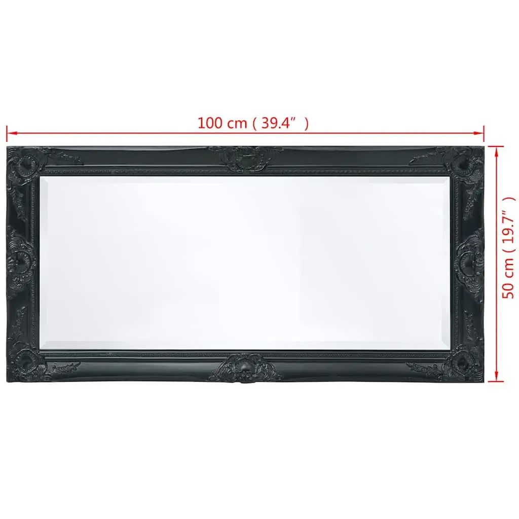 Wall Mirror Black 100x50cm Baroque Style Ornate Frame Decorative Dressing Room