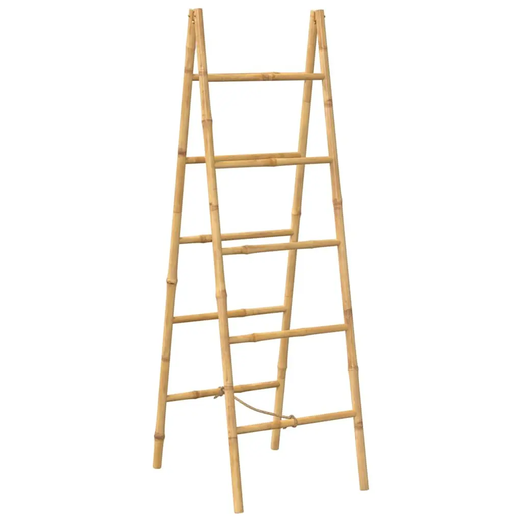 Double Towel Ladder Brown 50x160cm Bamboo 5 Rungs