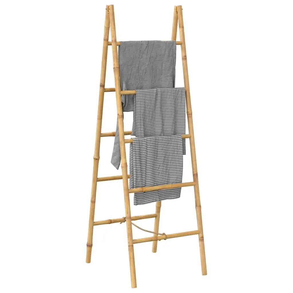 Double Towel Ladder Brown 50x160cm Bamboo 5 Rungs