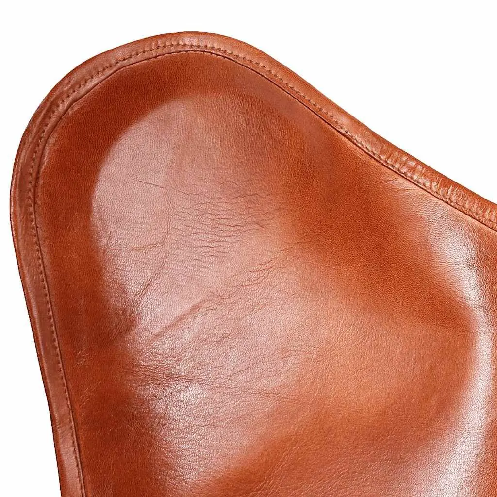 Butterfly Chair Brown Real Leather Armchair Lounge Relaxation Vintage Retro