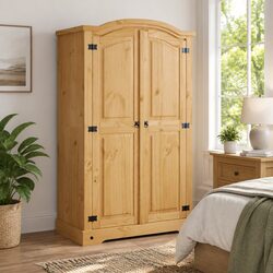 Compact and Functional 2-Door Wardrobe in Pine