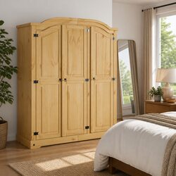 Storage with a 3 Door Wooden Wardrobe Cabinet