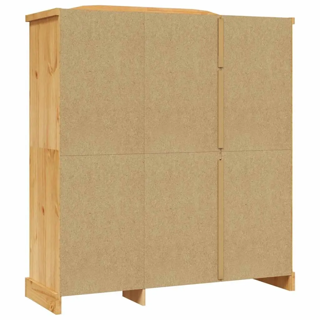 Wooden Wardrobe Cabinet Brown 3 Door Pine Mexican Corona Style with Shelving and Hanging Storage