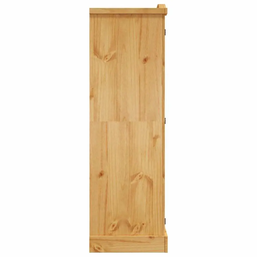 Wooden Wardrobe Cabinet Brown 3 Door Pine Mexican Corona Style with Shelving and Hanging Storage
