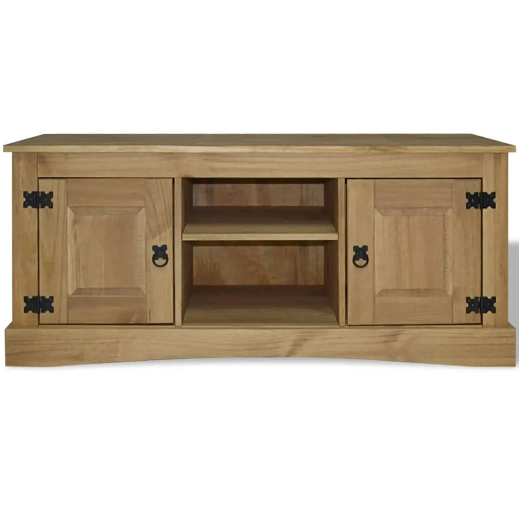TV Cabinet Brown Wooden Living Room Stand Storage Shelves Open Compartments