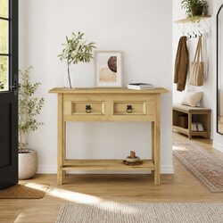 Concise Rustic Console Table with Storage Options