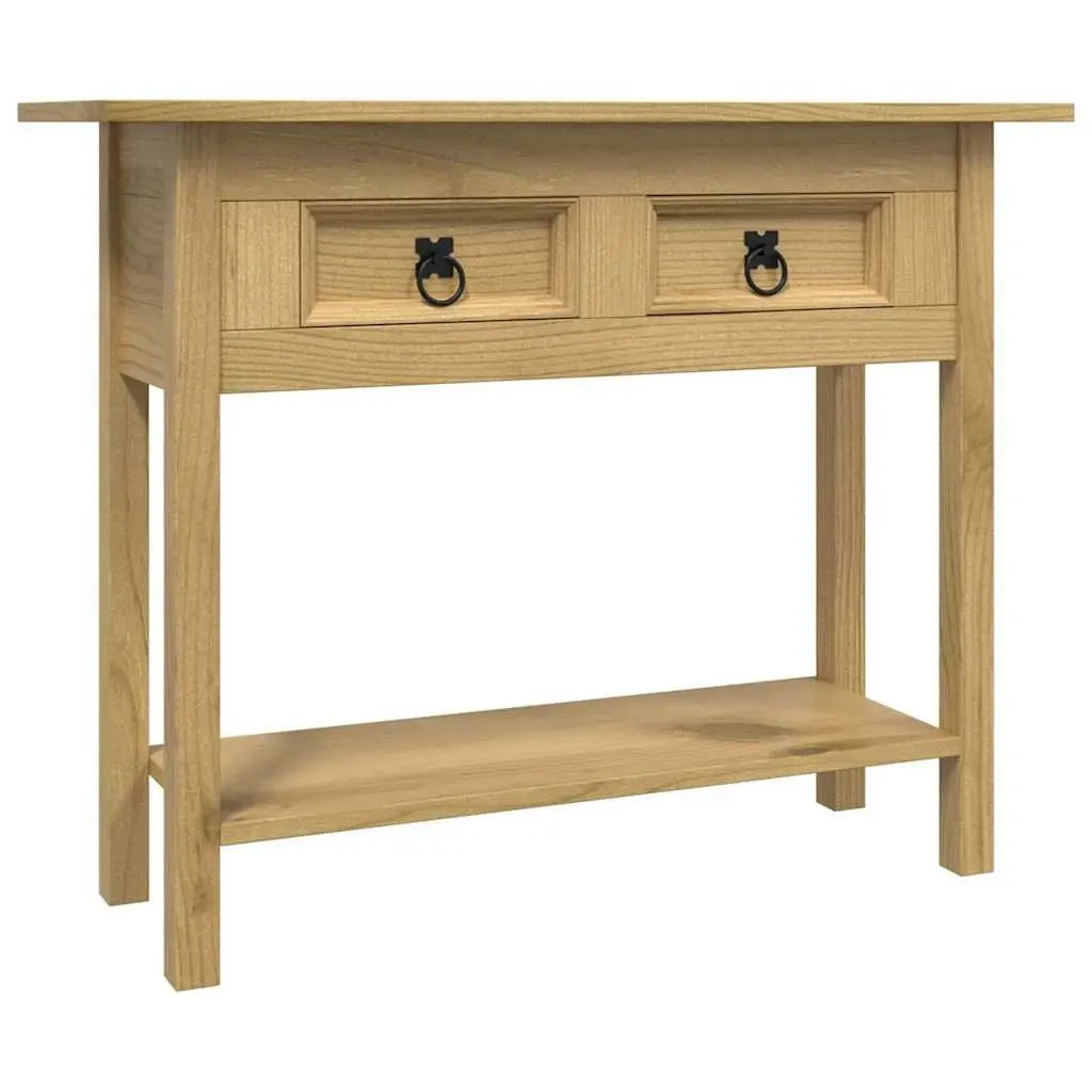 Console Table Brown 93 x 34.5 x 73 cm Rustic Mexican Style Storage Shelf with 2 Drawers and 1 Shelf