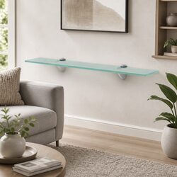 Concise Floating Glass Shelf 60x10cm with Mounting Brackets