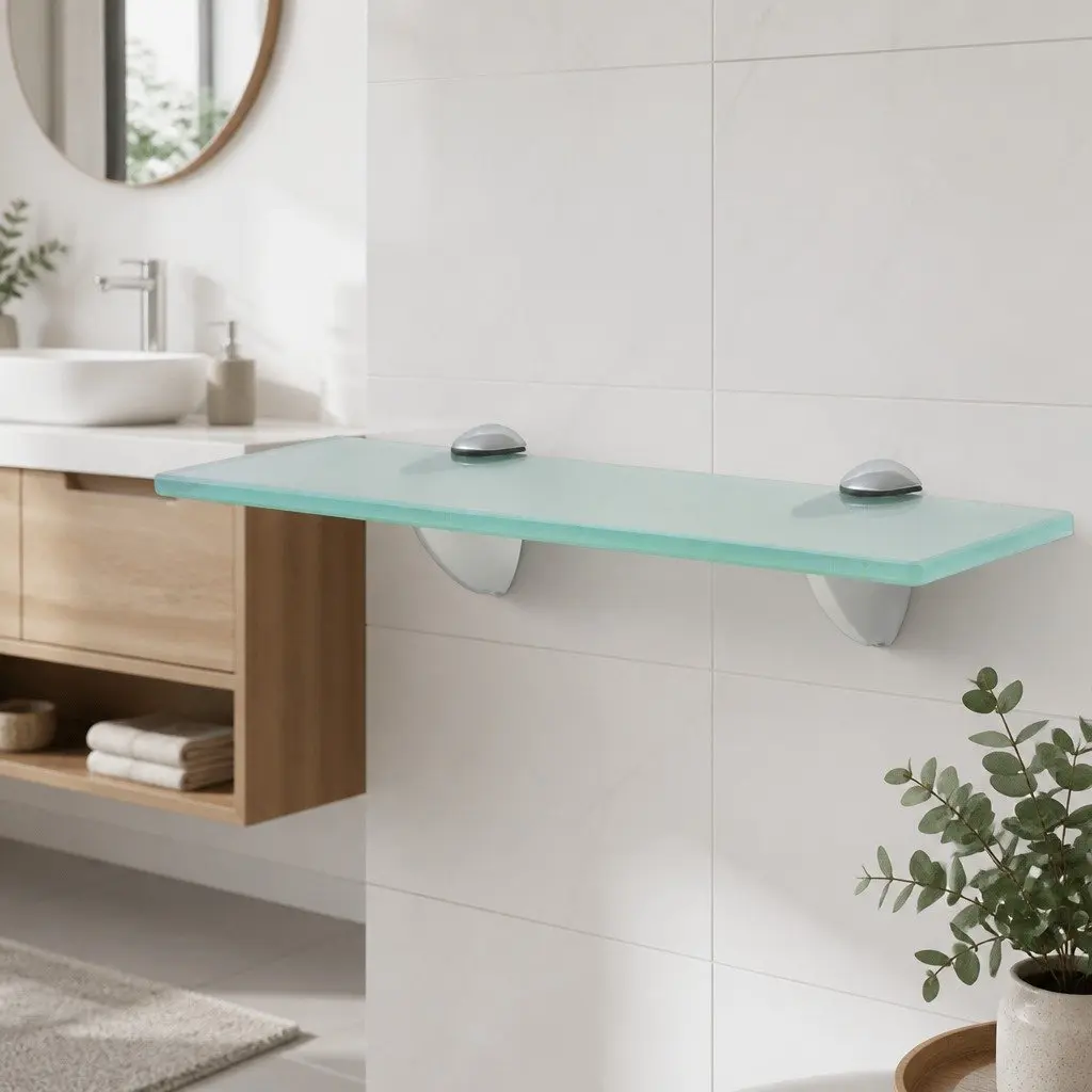 Transparent Glass Floating Shelf 30x20 cm Modern Ledge Bracket для Display in Bathroom or Living Room