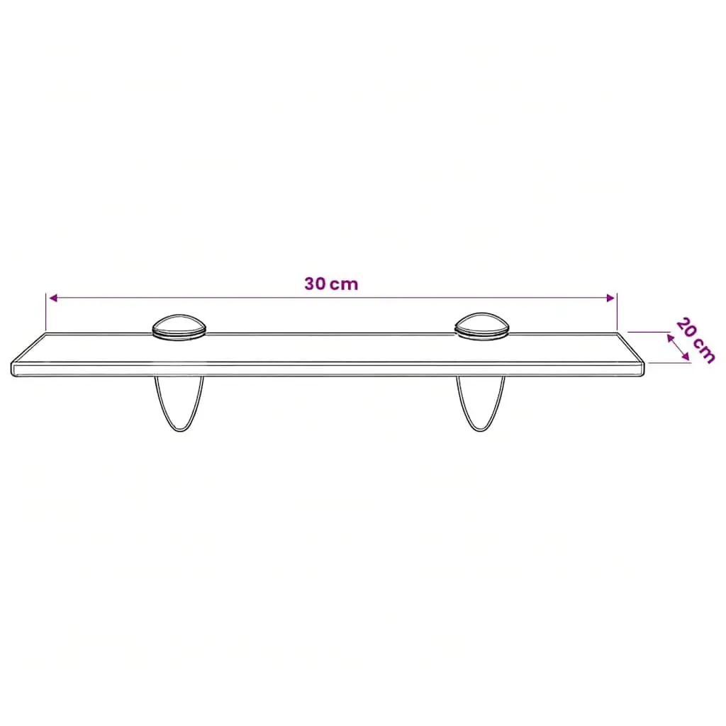 Transparent Glass Floating Shelf 30x20 cm Modern Ledge Bracket для Display in Bathroom or Living Room