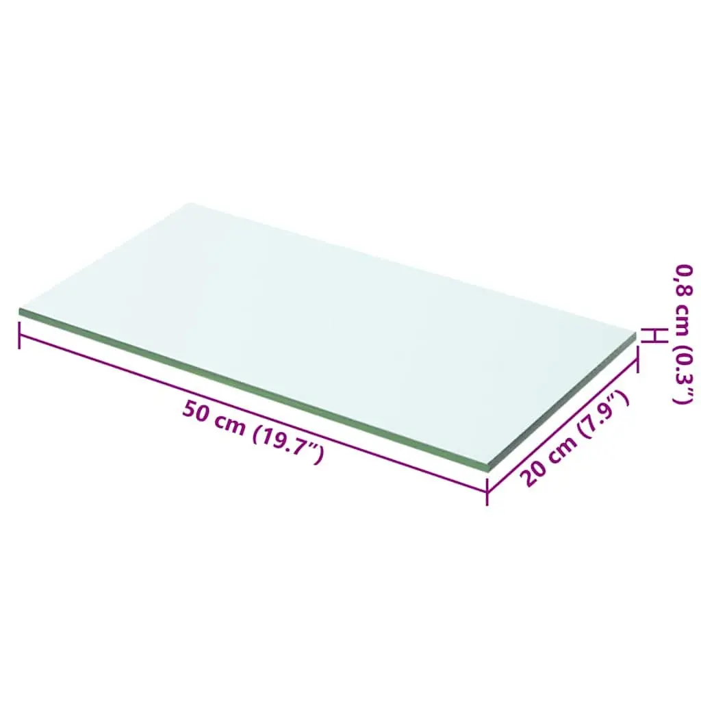 Glass Shelf Panel Transparent 50x20 cm Wall Mount Tempered Glass