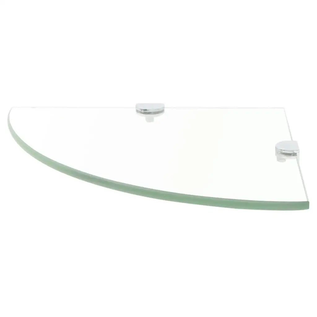 Corner Wall Shelf Transparent Glass 25x25cm with Chrome Supports