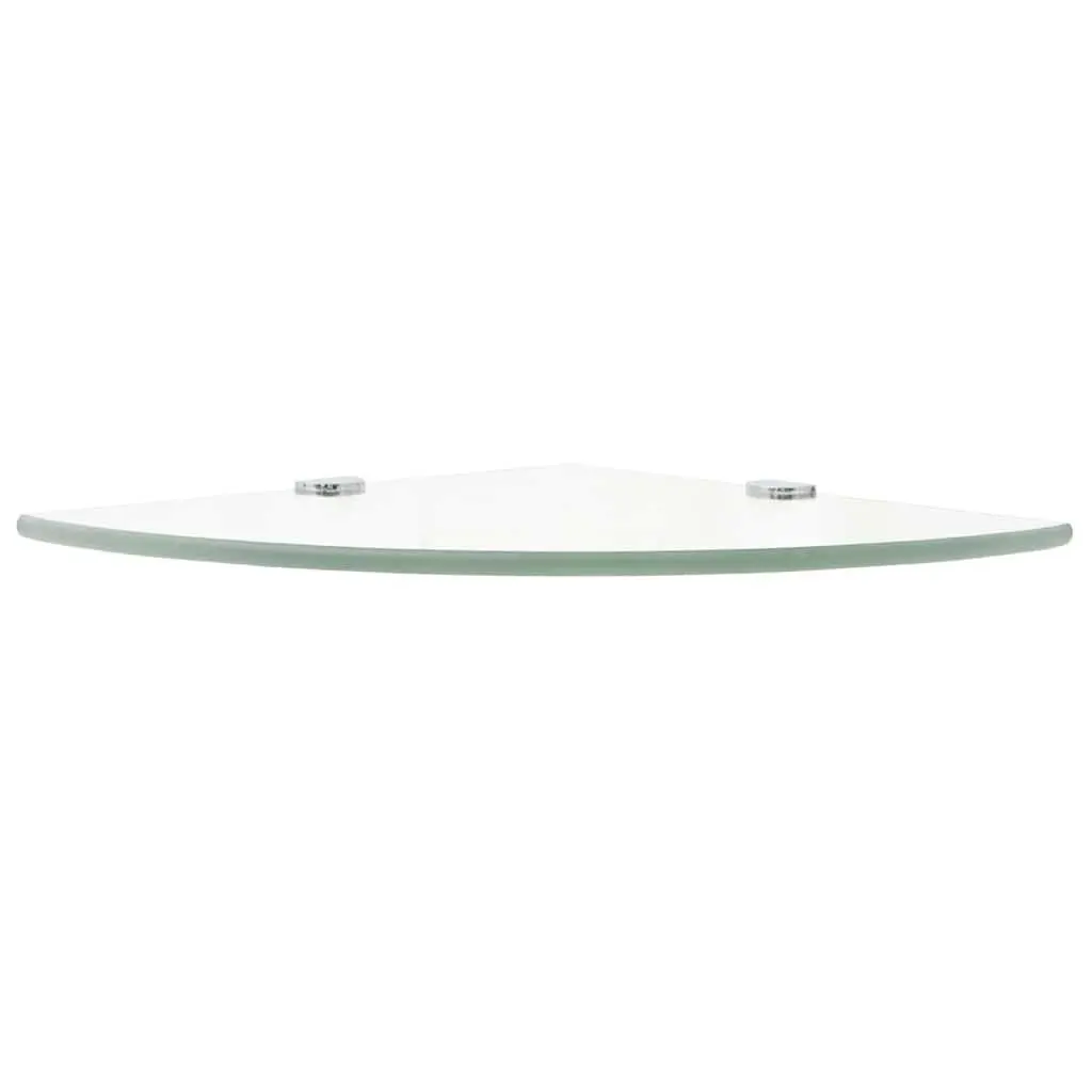 Corner Wall Shelf Transparent Glass 25x25cm with Chrome Supports