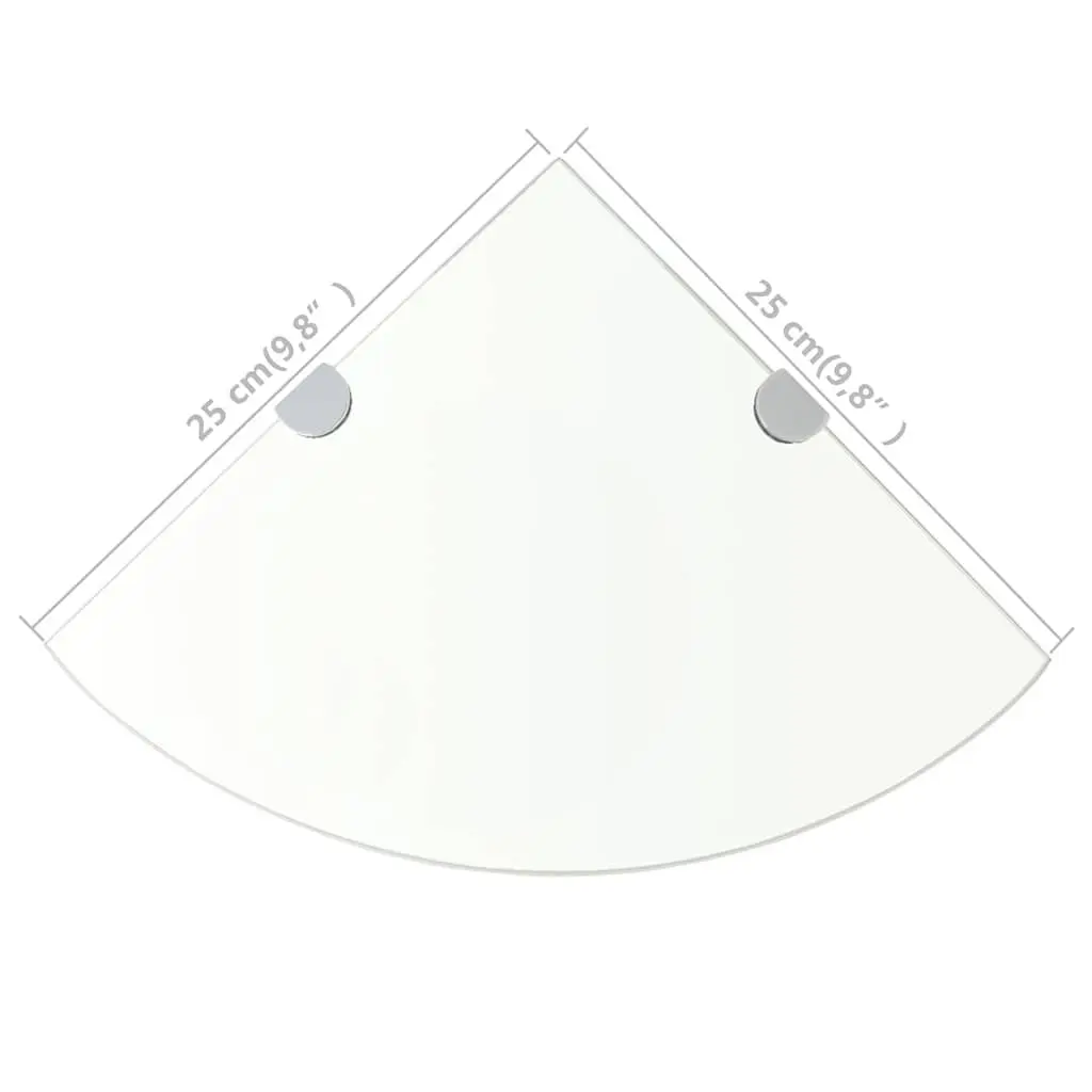Corner Wall Shelf Transparent Glass 25x25cm with Chrome Supports