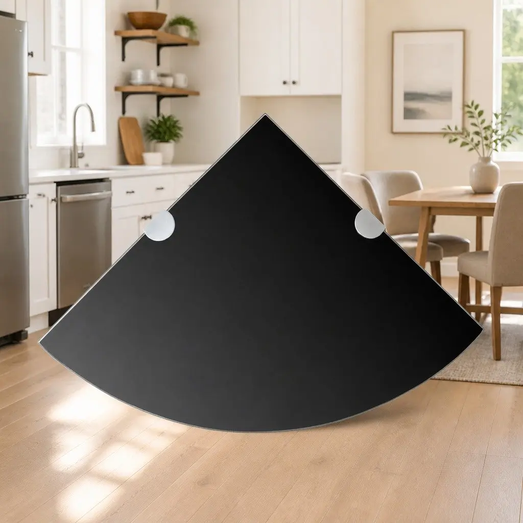 Corner Wall Shelf Black 25cm Floating Storage for Bathroom Kitchen Living Room
