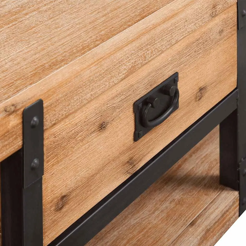 TV Stand Solid Wood Brown Living Room Entertainment Storage Unit Furniture