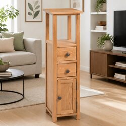 Concise Corner Storage Cabinet 26x26x94cm Oak Wood