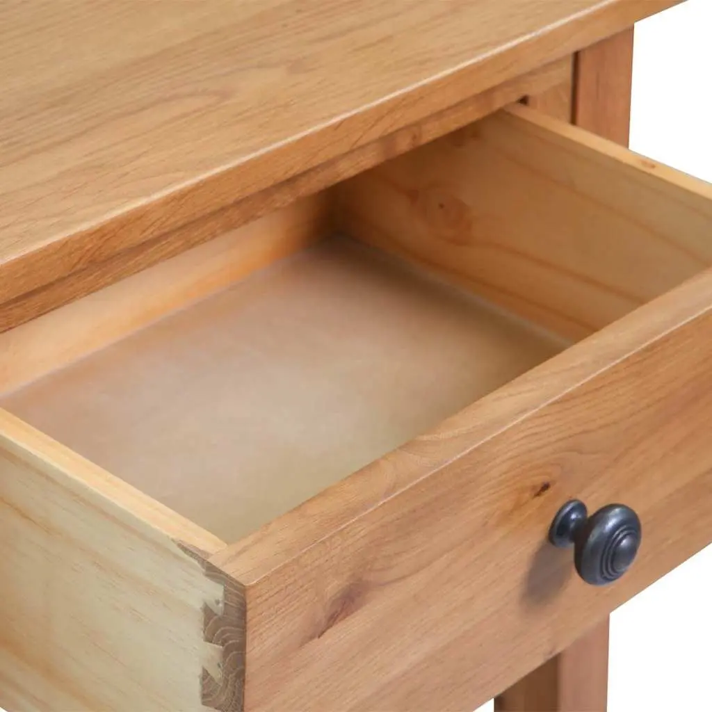 Console Table Brown Compact Solid Oak Wood with Drawer for Hallway Entry Display
