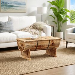 Mango Wood Coffee Table with Vintage Appeal