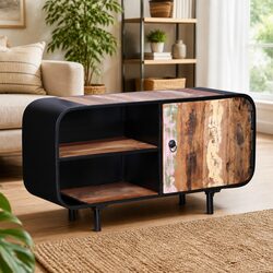 Reclaimed Wood TV Cabinet 90x30x48cm Rustic Industrial Lowboard Sideboard Unit