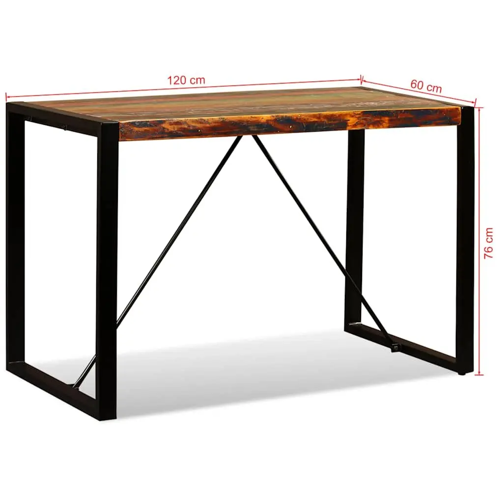 Dining Table Multicolour 120cm Solid Reclaimed Wood Industrial Style