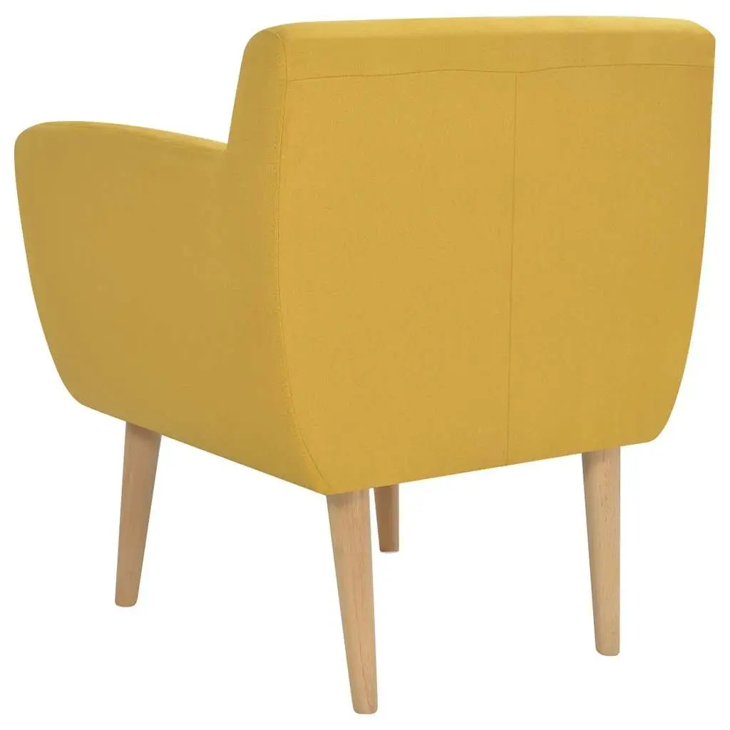 Armchair Yellow Fabric Modern Living Room Lounge Seat Wooden Frame Padded