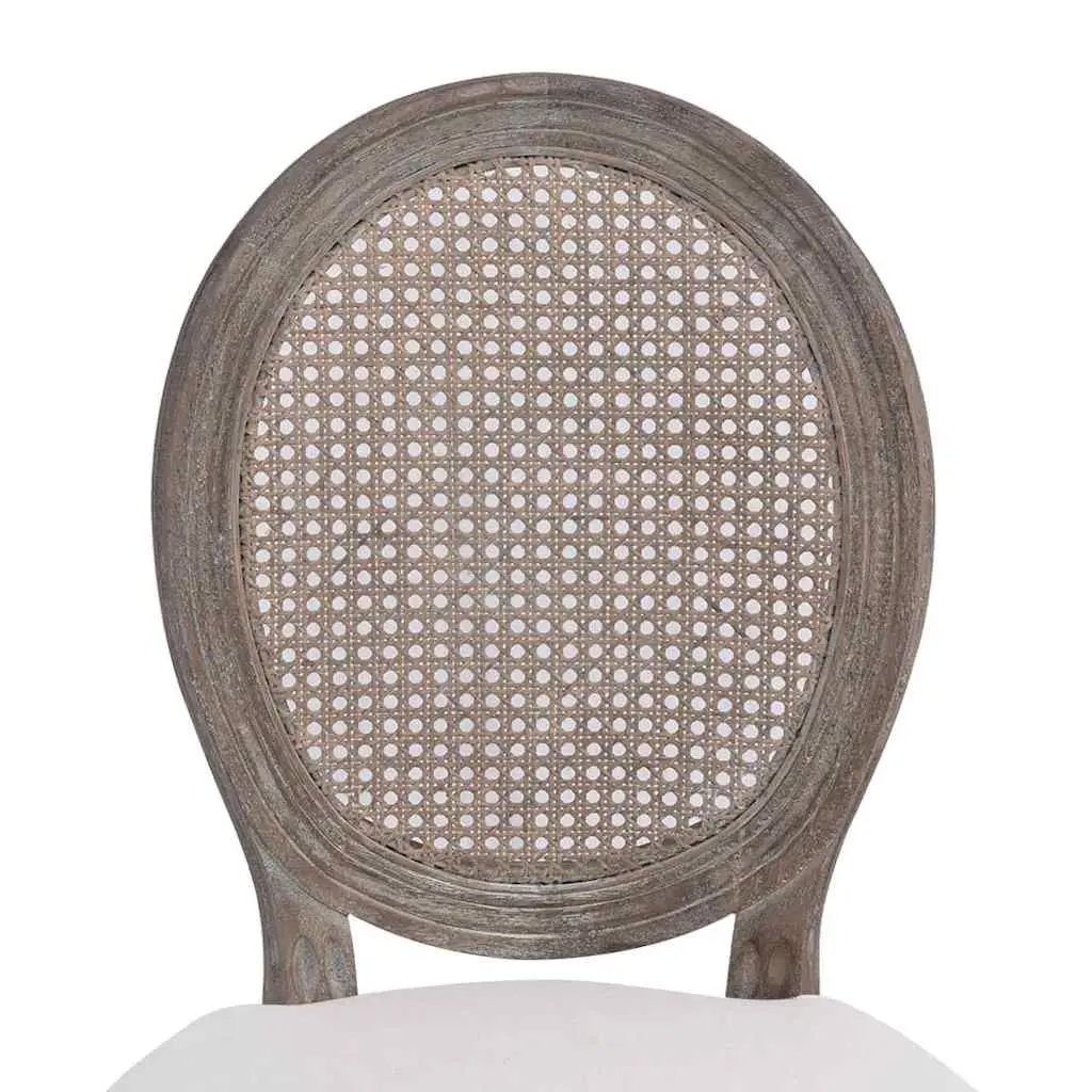 Cream Dining Chairs with Rattan Backrest
