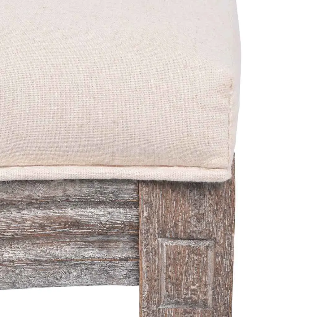 Dining Chairs Set 4 pcs Cream Linen Fabric Rattan Backrest Kitchen Room Seating