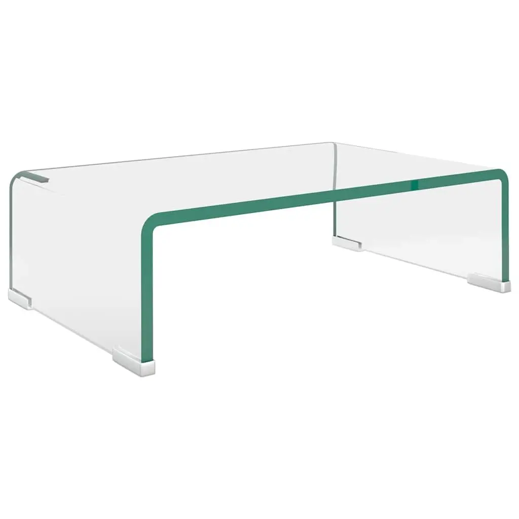 Glass TV Stand Transparent 40x25x11cm Tempered Glass Shelf Monitor Riser