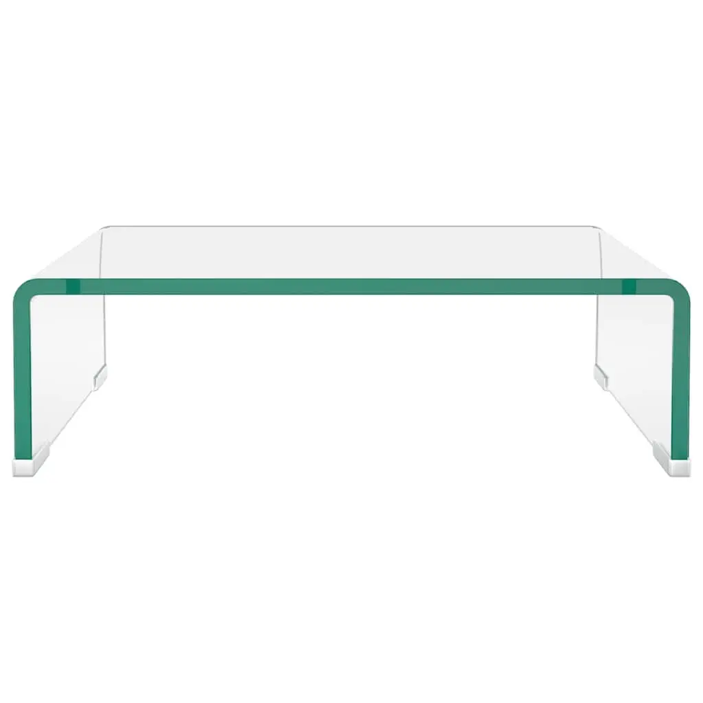 Glass TV Stand Transparent 40x25x11cm Tempered Glass Shelf Monitor Riser