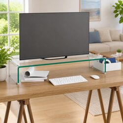 Clear Glass TV Stand Monitor Riser