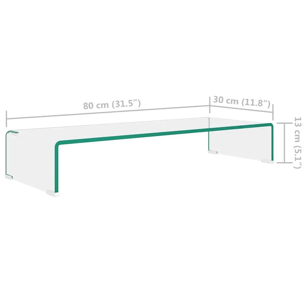 TV Stand Monitor Riser Transparent Tempered Glass Desktop Display Shelf