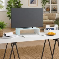 Compact Glass TV Stand Monitor Riser with Style