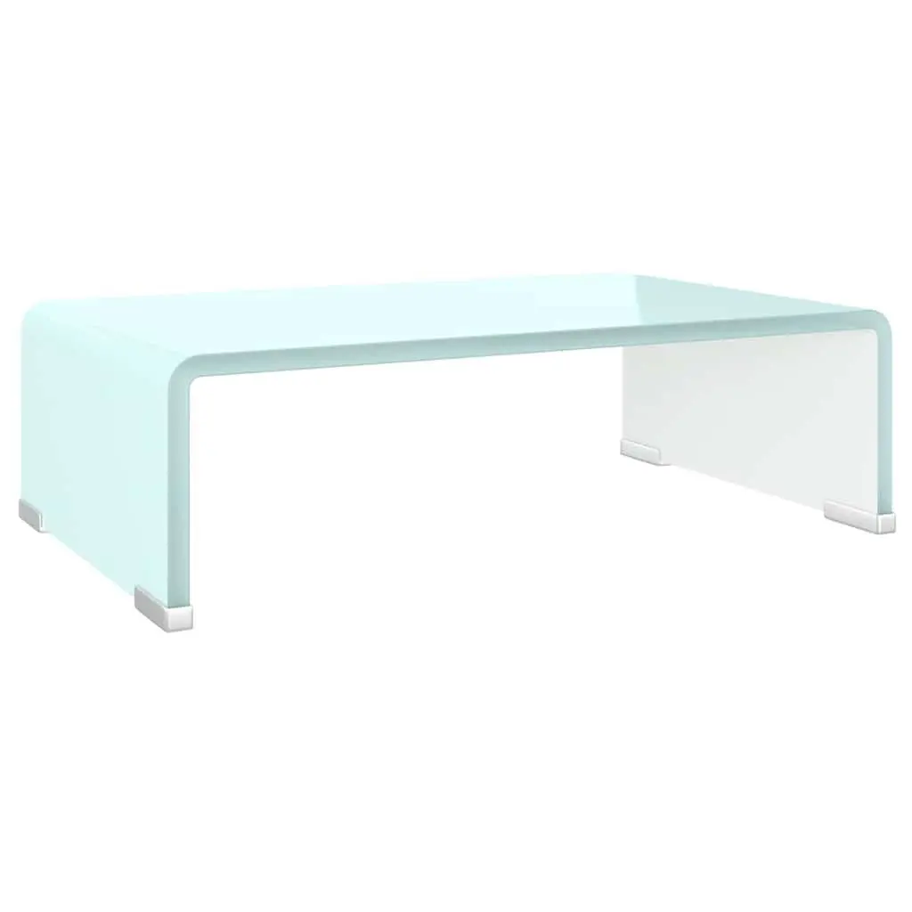 Glass TV Stand Monitor Riser Green Tempered Desktop Shelf Multimedia Device