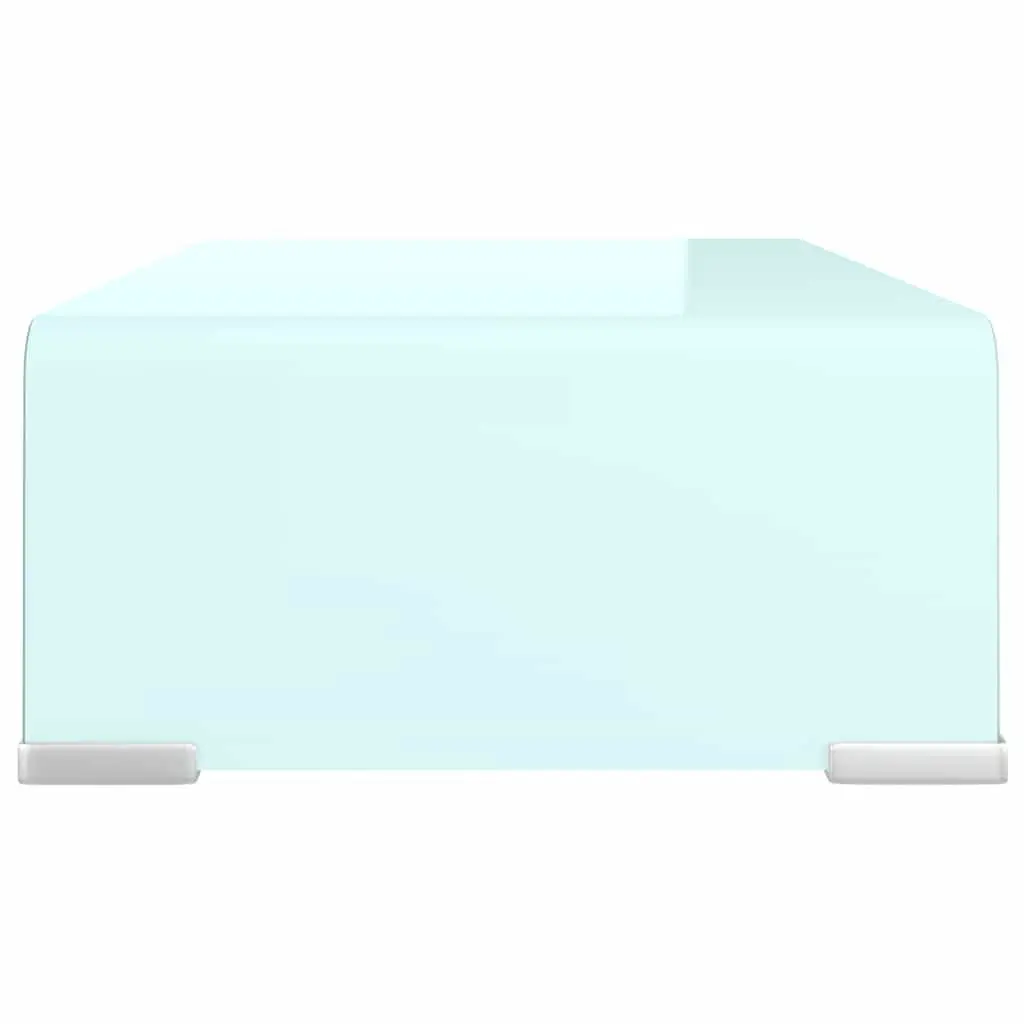 Glass TV Stand Monitor Riser Green Tempered Desktop Shelf Multimedia Device