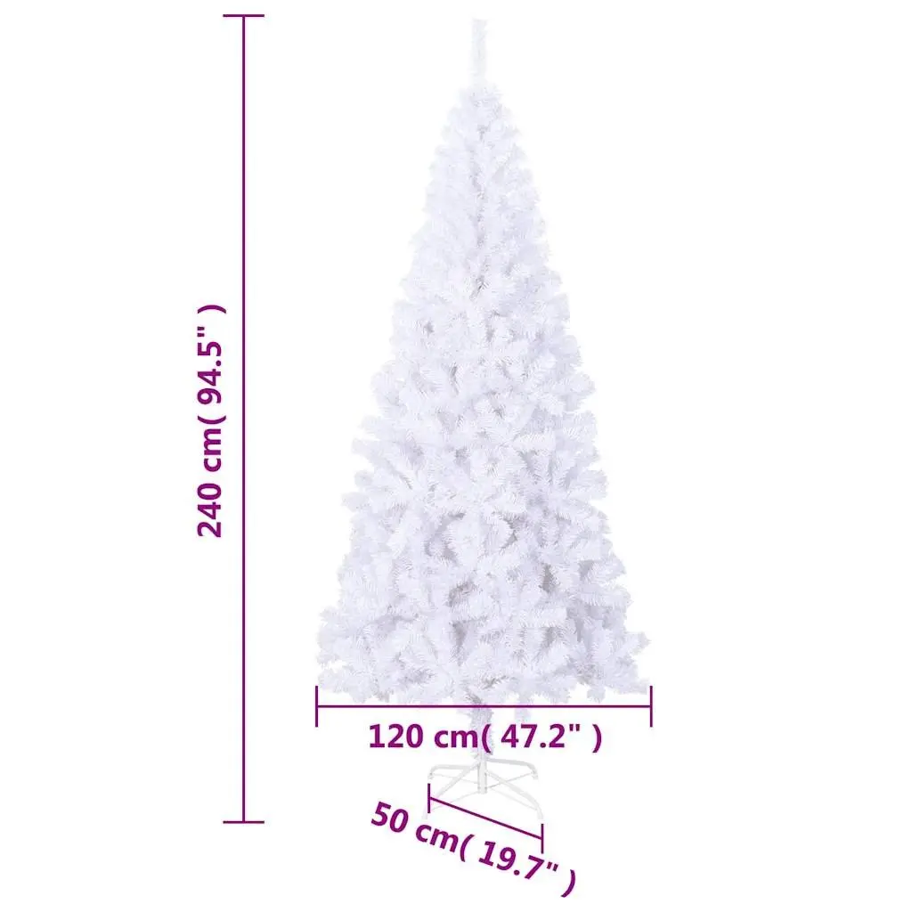 Artificial Christmas Tree 240cm White 1300 Branch Tips Holiday Home Garden Decor