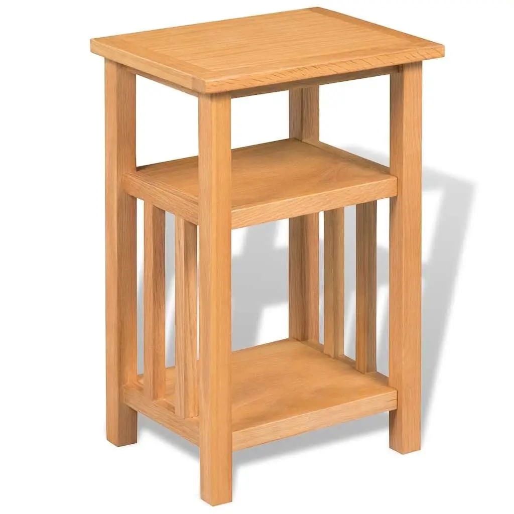 End Table Brown Solid Oak Wood 27x35x55cm Magazine Shelf