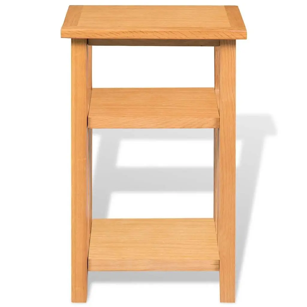 End Table Brown Solid Oak Wood 27x35x55cm Magazine Shelf