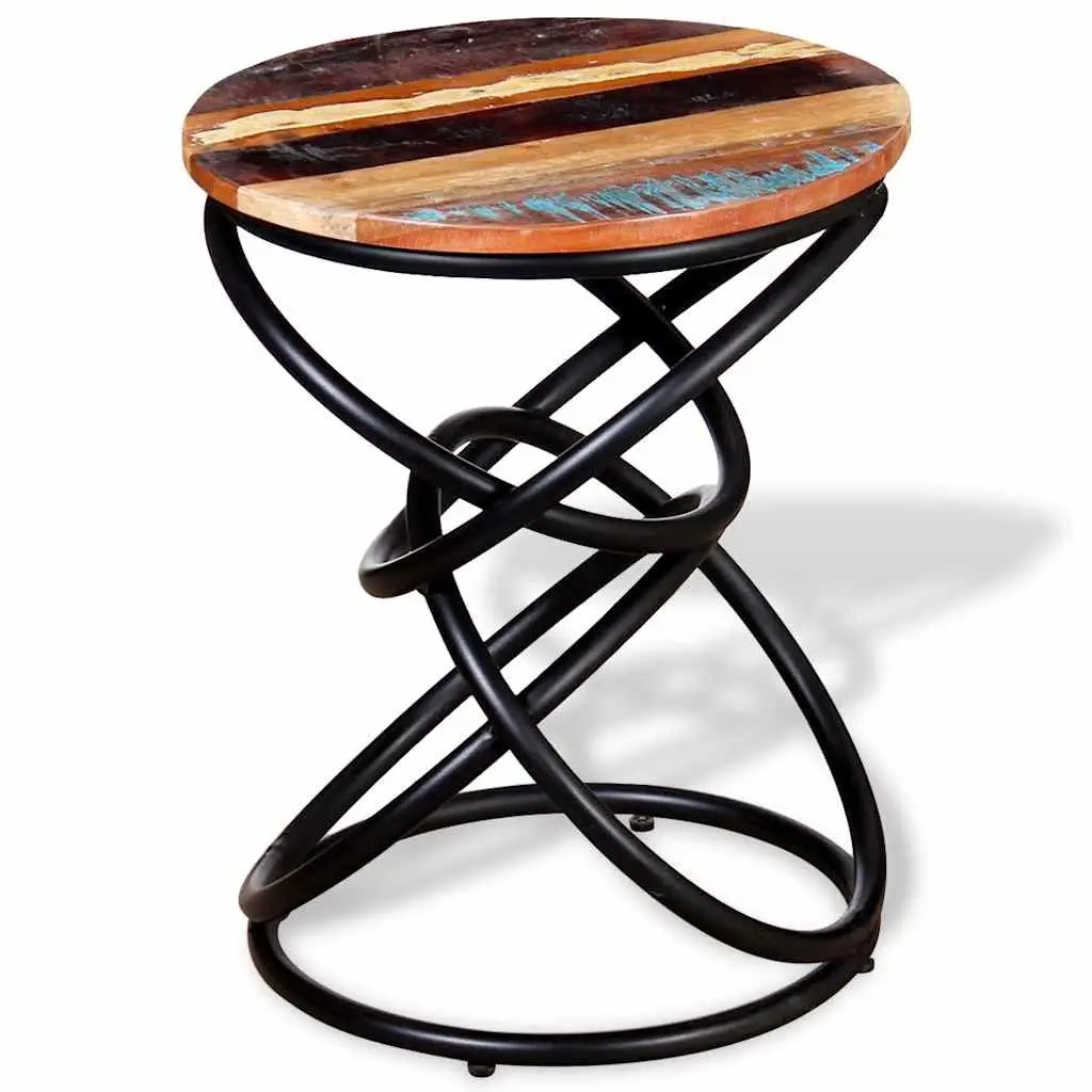 End Table Multicolour Solid Reclaimed Wood Vintage Side Coffee Table
