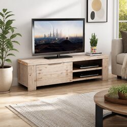 Solid Acacia Wood TV Cabinet for Media Storage