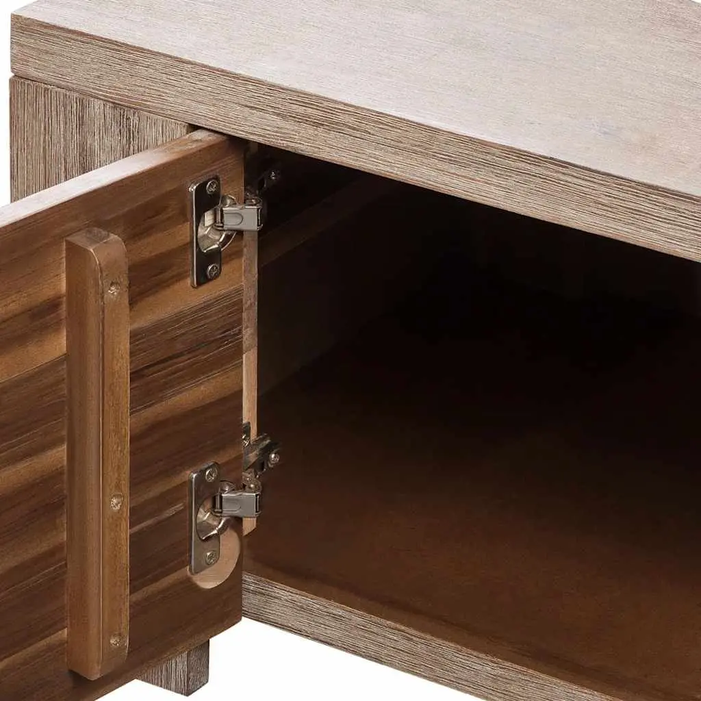 TV Cabinet Beige Solid Acacia Wood Brushed Spacious Storage Unit